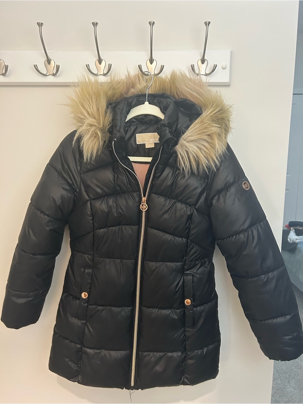 Michael Kors Black Shell Jacket with Pink Fleece Lining